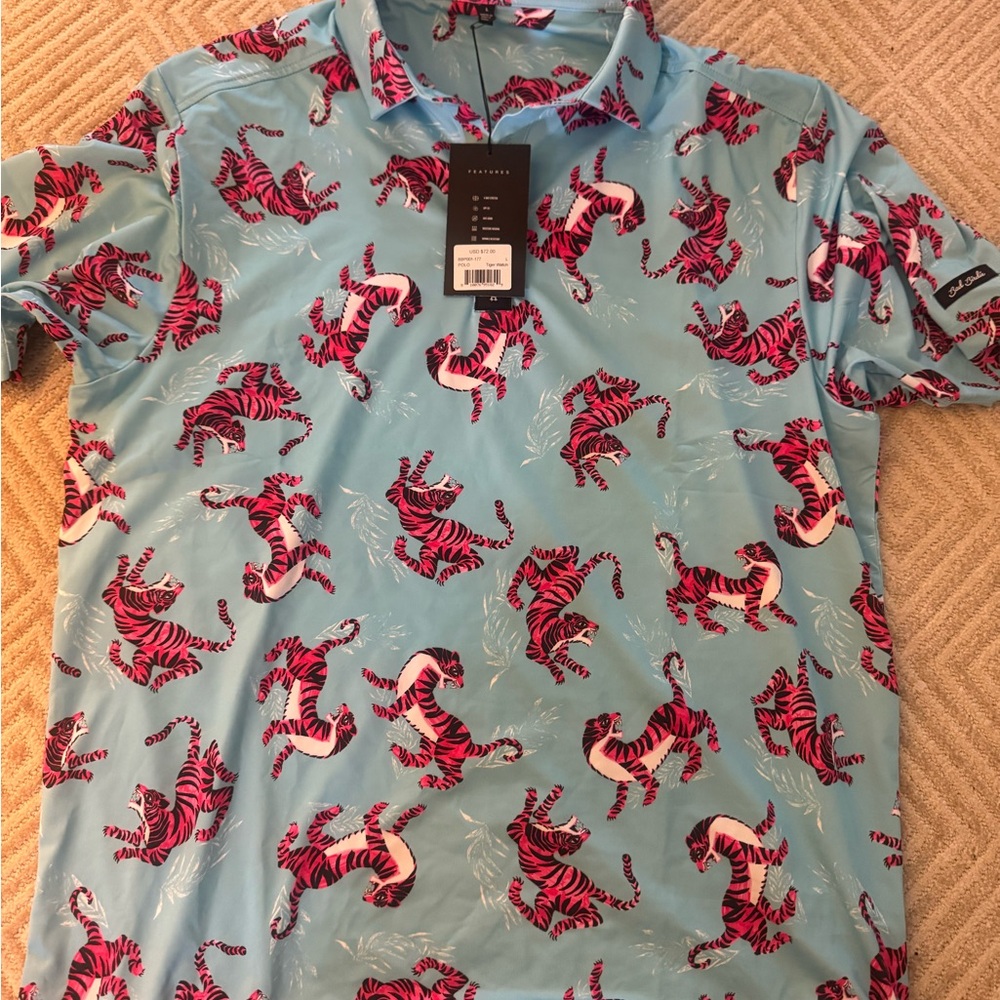 Bad Birdie Blue and Pink Casual Button Down Shirt